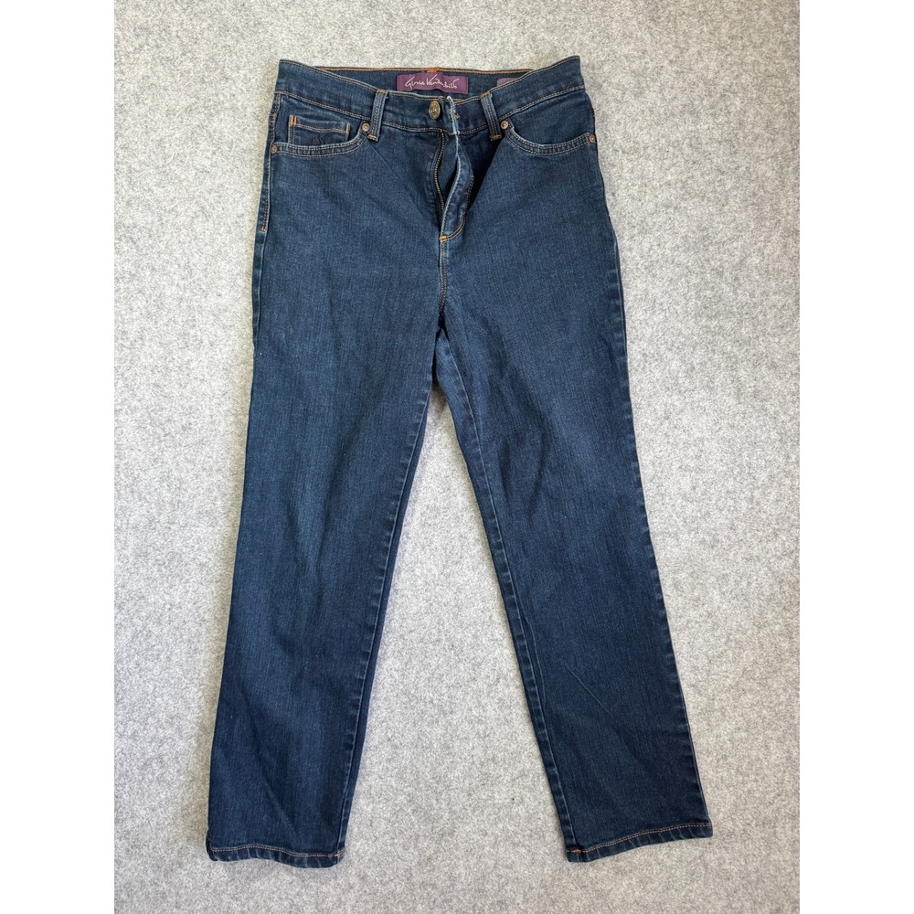 Gloria Vanderbilt Womens Amanda Straight Leg Jeans 6P Dark Blue High Rise Denim